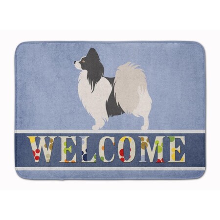 Carolines Treasures Papillon Welcome Machine Washable Memory Foam Mat BB8322RUG